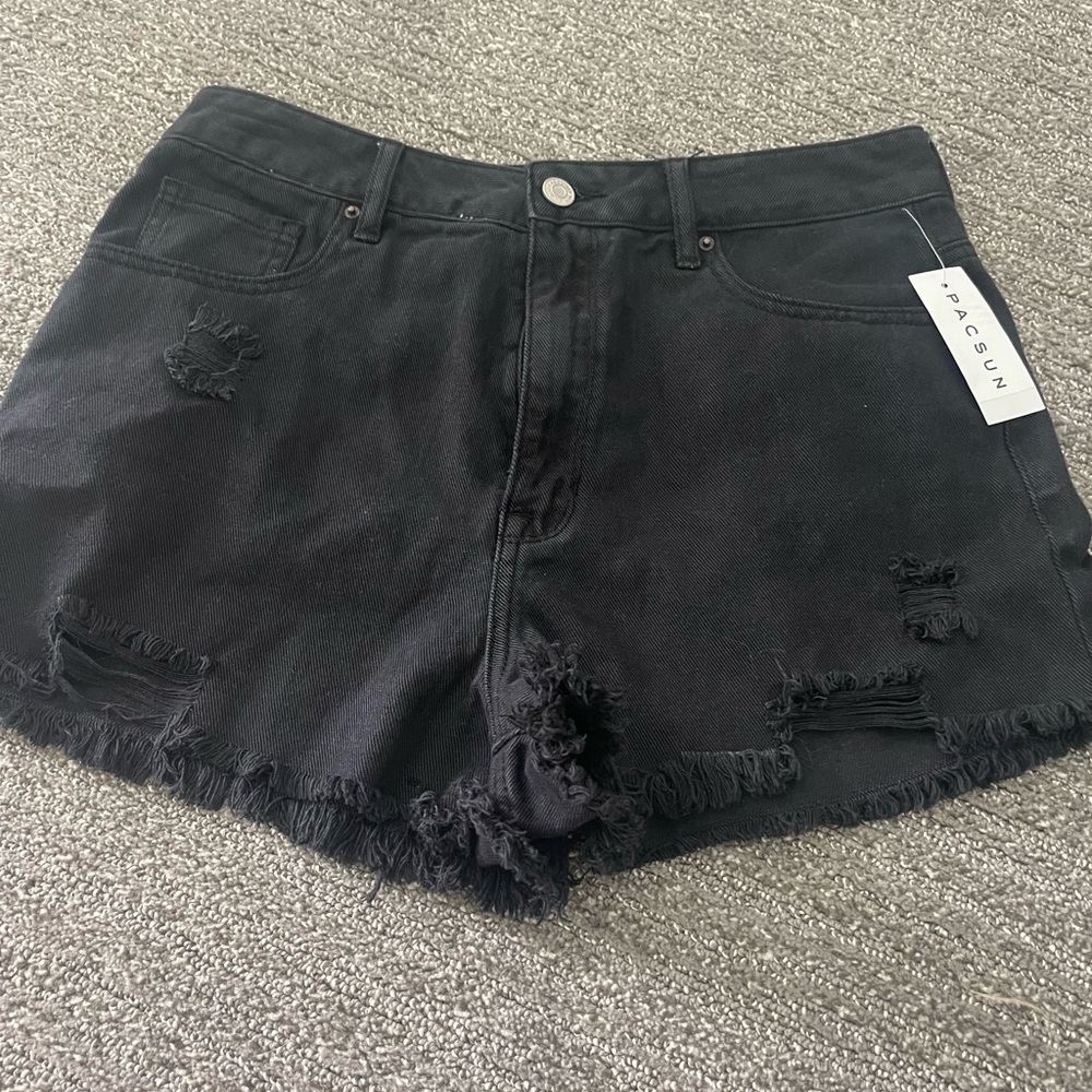 pacsun festival black denim shorts